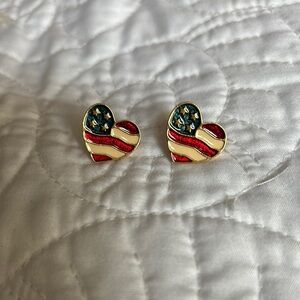 Avon Patriotic Heart Earrings - Red, Blue, Gold